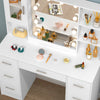 Modern Dressing Table Set with LED Mirror and 7 Drawers Wood Makeup Desk White