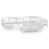 10 Piece Garden Lounge Set Solid Wood Pine White