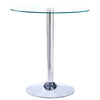 60/70cm Round Tempered Glass Dining Table Kitchen Breakfast Bar Table Chrome Leg