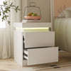 LED Bedside Table 2 Drawers Cabinet Charging Station Nightstand Storage White