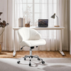 White Boucle Office Chair with Wheels Swivel Teddy Desk Chair for Home Office