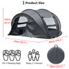 3-4 Man Waterproof Pop up Camping Tent Hiking Outdoor Tent 2 window 2 door floor