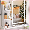 Small Dressing Table with LED Lighted Mirror Vanity Make up Desk Girls Dresser