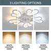 Chic LED Ceiling Fan Light 3-Color Dimmable Lighting Flower Shape Chandelier 50W