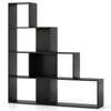 Wooden Storage Organizer 4-Tier Stepped Bookshelf-Black