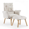 Beige Lazy Chair with Footstool Relax Lounge Chair Accent Armchair Sofa Chair
