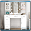 Large Dressing Table With Mirror LED Lights 7 Drawers Cabinet Vanity Makeup Desk