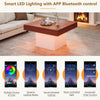 Coffee Table with LED Lights Square Brown Wooden Center Table for Living Room