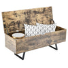 Industrial Wooden Ottoman Storage Bench Seat with Steel Legs Hallway Bedroom