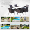 Outdoor Garden Rattan Furniture Cube Dining Set Rectangular Table 6 Chairs Brown