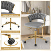 Home Office Desk Chair Set of 2 w/ Hand-woven Back & Golden Metal Legs (Grey)