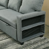 3 Seater Grey Linen Fabric Sofa Bed Pull Out Sofabed with Storage Lounge Chaise