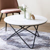 Coffee Table Marble Effect MDF Tabletop w/ Metal Legs | 80 x 45cm | Living Room