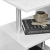 High Gloss Side End Table Storage Shelves Bedside Table 2 Tier White LED S-Shape