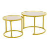 Set of 2 Nesting Coffee Tables Set Round Glass Top Living Room Side End Table