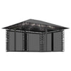 Gazebo with Mosquito Net & LED String Lights 4x3x2.73m Anthracite