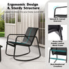 3Pcs Outdoor Rocker Chairs Table Set Garden Patio Rocking Chairs Glass-Top Table