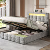 Hydraulic Ottoman Storage Bed 4ft6 Double Upholstered Bed Frame with LED Grey