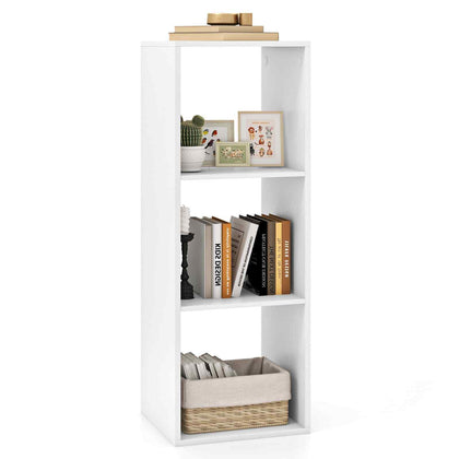 3-Cube Bookshelf Modern Vertical Bookcase w/ Back Guardrail & Anti-tipping Kits