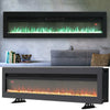 Electric Wall-Mounted Fireplace Heater 50in LED Insert Wall Fire w/ Freestanding