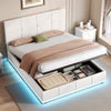 Double Bed Frame with Storage 4ft6 Ottoman Upholstered Bed Frame with LED Strip