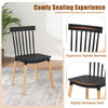 4 Pack Windsor Dining Chairs Black Spindle Back Curved Seat Solid Wood Legs