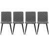 4x Dining Chairs Grey Linen Padded Seat Armless Leisure Kitchen Chair Metal Legs