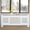 Extendable Radiator Cover Cabinet Shelving Slatted Design MDF White Home Office