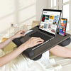 Wood Desk Portable Laptop Desk Tray Knee Pillow Table Ipad Slot Writing Table