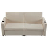 3 Seater Sofa Bed 207 cm Convertible Pull Out Sofa Bed with Cup Holders Beige