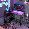 L Shaped Desk with LED Lights Reversible Corner Gaming Desk with Storage