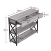 X-Frame Industrial Console Table Drawer Sofa Side Table Entryway Display Shelves