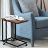 Sofa Side Table C-Shaped Industrial Coffee Snack Table Laptop Stand w/ Wheels