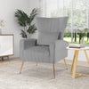 Velvet Upholstered Wingback Chair Curved Tufted Accent Armchair w/Pillow
