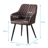 2× Brown Faux Leather Dining Chair Diamond Seat Metal Legs Dining Room Office