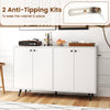 Mid Century Modern 4-Door Storage Cabinet Buffet Sideboard-White