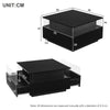 COFFEE TABLE WITH LED SQUARE HIGH GLOSS BLACK STORAGE TEA TABLE FOR LIVING ROOM