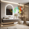 Arched LED Wall Mirror for Bathroom Backlit Anti-fog Time,Temp.Display Bluetooth