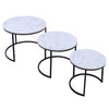 Nest of 2/3 Coffee Tables Nesting Round Table Retro/White Marble Effect Wood Set