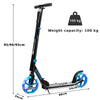 Adult Teens Kick Scooter Foldable Ride On 2 Big Wheels Adjustable W/ LED Light