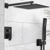 Black Matte Bathroom Faucet Set Square Rainfall/Handheld Shower Water Taps Kit