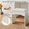 Modern Dressing Table Makeup Desk Sliding Mirror Shelf Stool 5 Drawers White