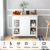 Mobile Kitchen Island Cart Rolling Kitchen Island w/ Rubber Wood Top (White)