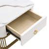 Square Nesting Coffee Tables with Storage High Gloss White Marble Pattern Top
