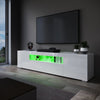 200cm High Gloss White TV Stand Cabinet Unit Doors Storage with RGB LED Cupboard