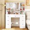 White Dressing Table LED Mirror 7 Drawers Vanity Makeup Desk Set Bedroom 3Modes