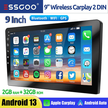 2 DIN Android 13 CarPlay Car Radio Stereo GPS SAT NAV HD Touch Screen Wifi 2+32G