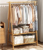 Strong Bamboo Clothes Rail Garment Rack Hanging Stand Storage Shelf Tidy Closet