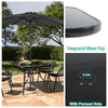 Black Tempered Glass Garden Dining Table Outdoor Large Coffee Table+Parasol Hole