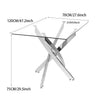 Modern Glass Dining Table Geometric Metal Base Kitchen Leather 2/4 Chairs Option